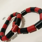 2 Traditional African Nigerian Artificial Black & Rose Red Coral Bead Bracelets