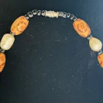 Tribal Design Women Pearl & Wood Ivory, Black, & Brown Beaded Necklace - Image 6
