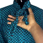 Teal Women African Print Bowtie Long Sleeve Blouse/Shirt - Image 5