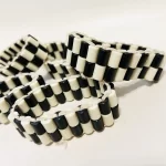 1 Traditional Unisex Black & Ivory Flat African Artificial Coral Bead Bracelet