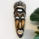 Indonesian Brown, Black & White Plastic Mask Home Decor