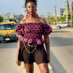 Black & Pink Shirred & Flared Women African Print Blouse
