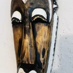Indonesian Brown, Black & White Plastic Mask Home Decor - Image 4