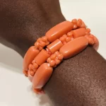 3 Traditional Unisex African Nigerian Artificial Orange Coral Bead Bracelet