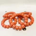 ￼ 1 Traditional Unisex African Nigerian Artificial Orange Coral Bead Bracelet