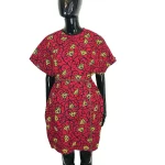 Red & Yellow African Prints Women Butterfly Sleeve Dress