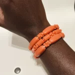 3 Traditional Unisex African Nigerian Artificial Orange Coral Bead Bracelet - Image 2