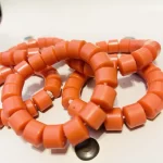 ￼ 1 Traditional Unisex African Nigerian Artificial Orange Coral Bead Bracelet - Image 2