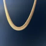Vintage Women Flat Gold Long Necklace - Image 4
