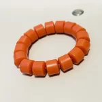 ￼ 1 Traditional Unisex African Nigerian Artificial Orange Coral Bead Bracelet - Image 3