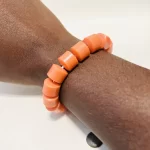 ￼ 1 Traditional Unisex African Nigerian Artificial Orange Coral Bead Bracelet - Image 4