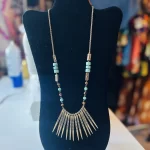 Bronze & Lights, Teal Women Native Ethnic Beaded Necklace