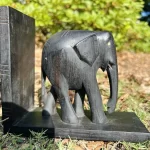 African Tanzanian Black 2 Pair Wooden Elephant Book Stoppers - Image 6