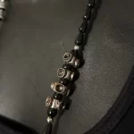 Black And White Beaded, Tribal, Abstract Design, Long Necklace A - Image 6