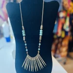 Bronze & Lights, Teal Women Native Ethnic Beaded Necklace - Image 2