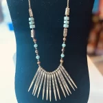 Bronze & Lights, Teal Women Native Ethnic Beaded Necklace - Image 3