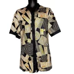 Black and Gold African Print Stretchy Jersey Style Shirt