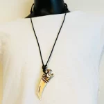 Adjustable African Tiger Beige Acrylic Ethnic Tribal Necklace Jewelry
