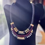 Colorful Stones Beads, & Fabric Necklace
