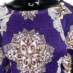 Purple African Print Shirred Butterfly Sleeve Women Blouse/Shirt ￼ - Image 3