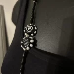 Black And White Beaded, Tribal, Abstract Design, Long Necklace A - Image 7