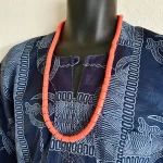 Traditional African Nigerian Artificial Orange Coral Bead Necklace