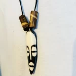 African Kenyan Black & Ivory Ethnic Tribal Mask Necklace Jewelry - Image 3