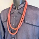 2 Necklaces African Nigerian Artificial Orange Coral Beads