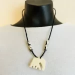 Kenyan Unisex Black & Ivory Elephant Pendant Necklace