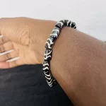 Brown & Beige Handmade Kenyan Bead African Bracelet - Image 3