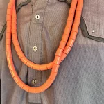 2 Necklaces African Nigerian Artificial Orange Coral Beads - Image 3
