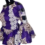 Purple African Print Shirred Butterfly Sleeve Women Blouse/Shirt ￼ - Image 4