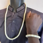 Share Necklaces & Bracelet African Nigerian Artificial Beige Coral Bead Set