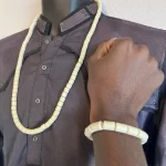 Share Necklaces & Bracelet African Nigerian Artificial Beige Coral Bead Set - Image 3