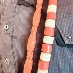 2 Necklaces & 1 Bracelet African Nigerian Artificial Orange & Beige Coral Beads - Image 3