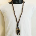 African Brown, Tribal Long Beaded Necklace ￼ - Image 2