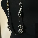 Black And White Beaded, Tribal, Abstract Design, Long Necklace A - Image 9