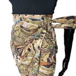 Vintage Green Leaf Prints Women Short Wrapper Skirt - Image 3