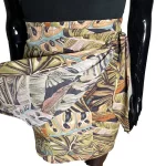 Vintage Green Leaf Prints Women Short Wrapper Skirt - Image 4