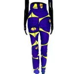 Purple & Yellow High Waist Women African Print Pants ￼ - Image 2